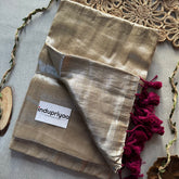 Indupriyaa Chiku Nd Wine Pom Pom Handloom Raga Tissue Saree